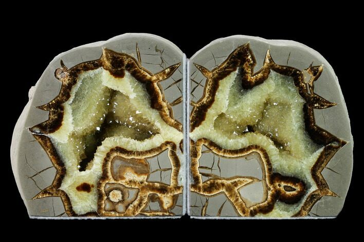 Tall, Crystal Filled Septarian Geode Bookends - Utah #170004